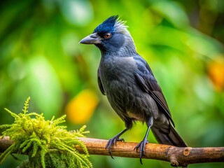 Fototapeta premium Black-Crested Jackdaw in Atlantic Forest, Brazil - Wildlife Photography