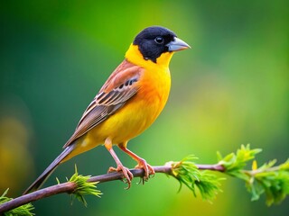 Black-headed Bunting Bird in West Bengal, India - Wildlife Photography