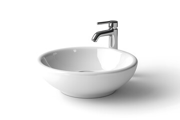 Modern White Ceramic Bathroom Sink with Faucet