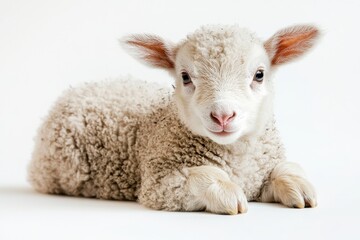 Fototapeta premium Adorable lamb, fluffy fleece, sweet face
