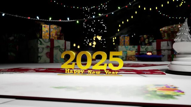 Happy New Year 2025 With Black Background