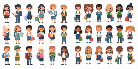 collection of school children characters