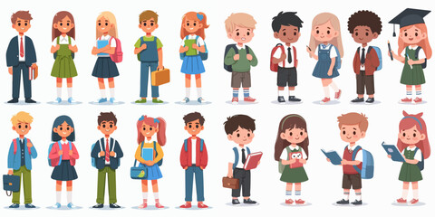 Fototapeta premium collection of school children characters
