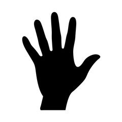 Obraz premium Black Silhouette of an Open Hand, Simple Human Gesture Icon