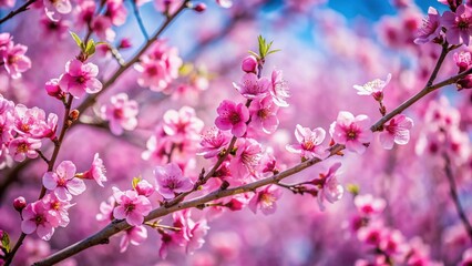 Blooming Plum Tree Branches, Spring Blossom, Delicate Pink Flowers, Natural Light, Candid Photography