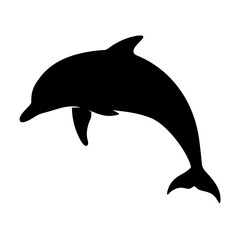 Fototapeta premium Black Dolphin Silhouette Profile Icon Vector Icon Illustration