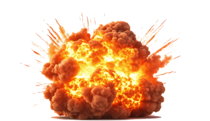fire explotion isolated on white background PNG.AI GENERATED