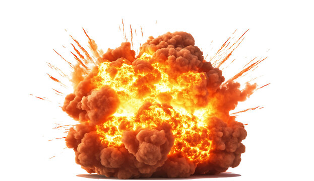 fire explotion isolated on white background PNG.AI GENERATED