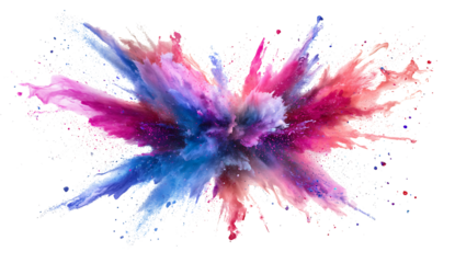 colorful ink splashes isolated on white background PNG.AI GENERATED