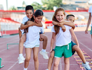 child sport athlete childhood girl competition fun young outdoor active exercise kid running...