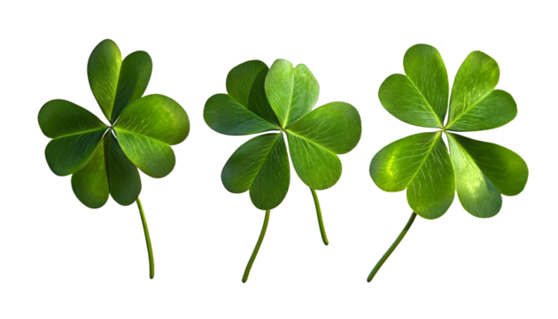 four leaf clover isolated on transparent background cutout