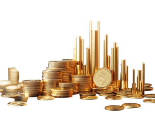 Gold investment stock market diagram concept isolated on 3d background with business financial economy trade wealth banking chart. Growth marketing forex money finance currency success profit graph.