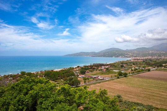Campania, Cilento, veduta panoramica della marina di Ascea e di Casal Velino, Italia, Europa occidentale 