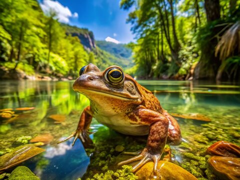 Brown Frog in Mexiquillo Durango Forest Water - Documentary Style Photography