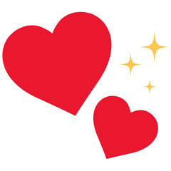 赤いハートとキラキラのワンポイント素材