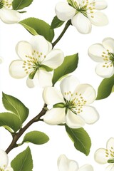 Obraz premium blossoms lush green leaves pattern