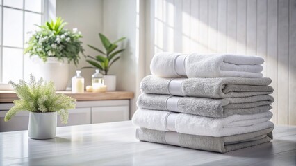 Calming Spa Towels: Stacked Cotton Towels in a Modern Bathroom Setting