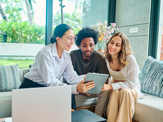 woman man meeting insurance investment couple advice client real estate agent finance customer...