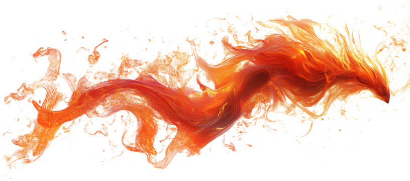 orange fire splashes isolated on white background PNG.AI GENERATED