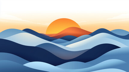 Minimalist Sunrise Over Waves
