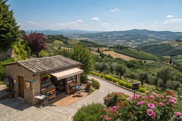 Charming Countryside Small Shop, Rustic Store Front, Idyllic Village Landscape Photography