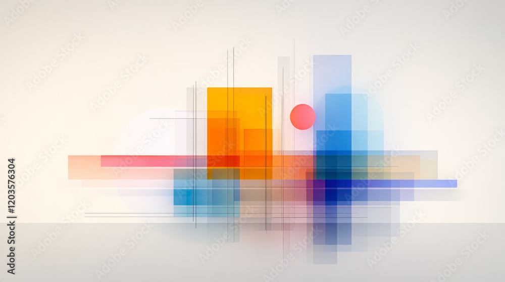 Leinwandbilder a modern digital art piece showing the intersection of geometry and technology, with wireframe shape