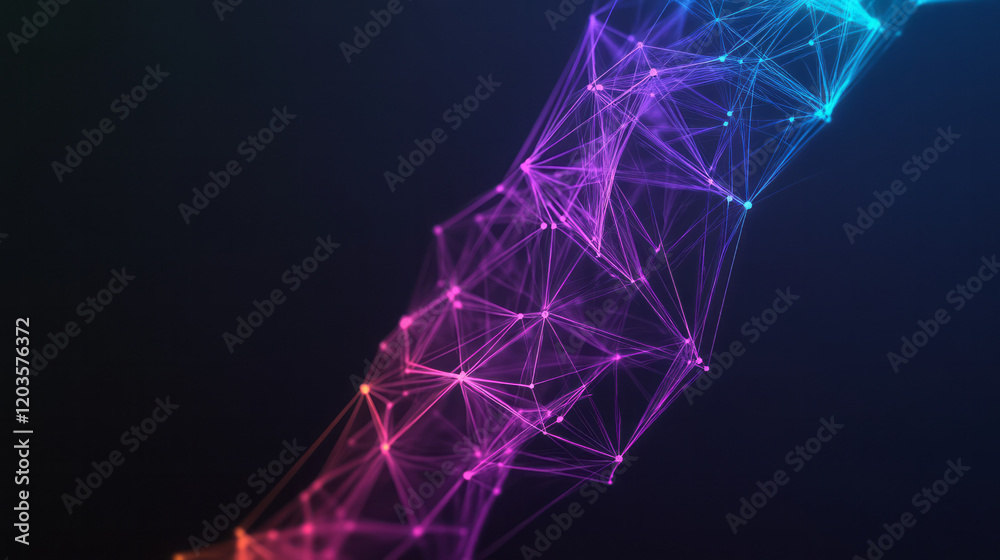 Poster a modern digital art piece showing the intersection of geometry and technology, with wireframe shape