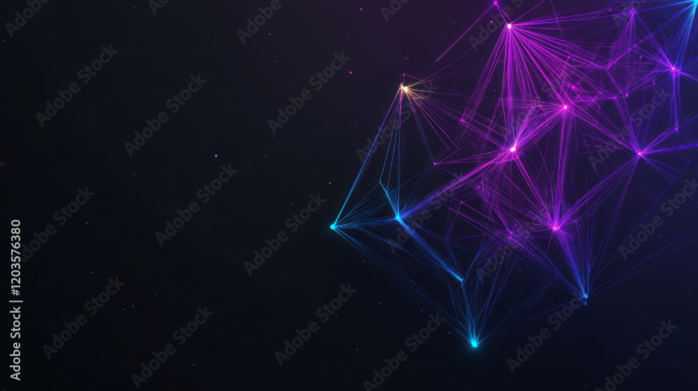 Poster a modern digital art piece showing the intersection of geometry and technology, with wireframe shape