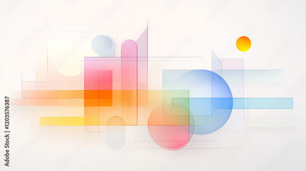 Poster a modern digital art piece showing the intersection of geometry and technology, with wireframe shape