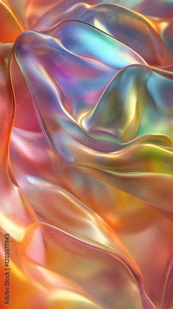 Poster shimmering holographyinspired abstract design featuring gradient pearl material a soft iridescent ra