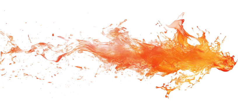 orange fire splashes isolated on white background PNG.AI GENERATED