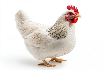 Fototapeta premium White hen with speckled feathers