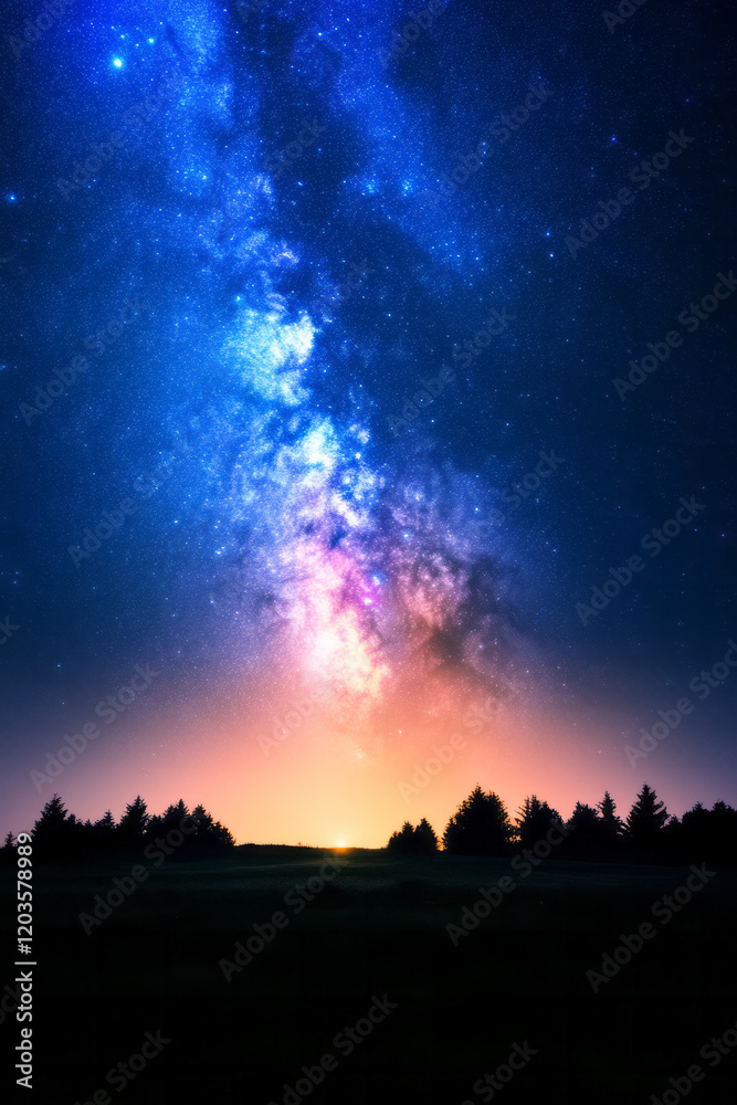 Aufkleber a peaceful night sky scene with visible constellations and a glowing milky way, emphasizing the stud