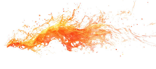 Abstract orange and red ink swirling in water, isolated on white background PNG.AI GENERATED