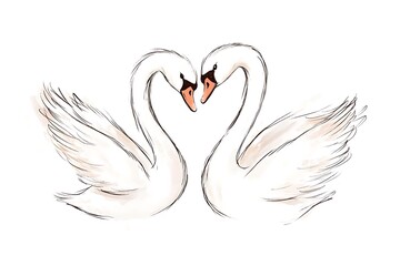 Two Swans Embrace a Heart- Romantic Symbolism
