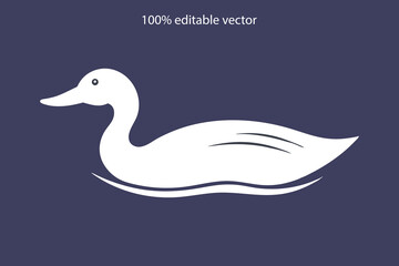 Duck silhouette vector.cute cartoon duck floating on water icon silhouette black page for kids. Swan Vector illustration of duck floating on water icon silhouette black page isolated on white.