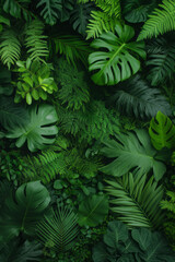 Fototapeta premium A dense forest with towering trees and diverse wildlife, representing the significance of forest preservation for ecological balance,