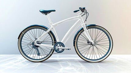 Fototapeta premium A white bicycle with a blue seat and a blue frame. generated using AI