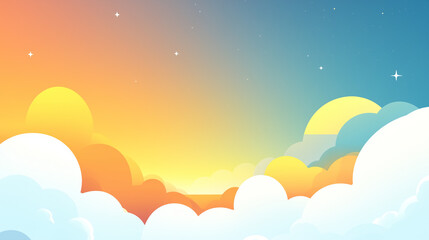 Clouds and Sunset Sky Over Horizon