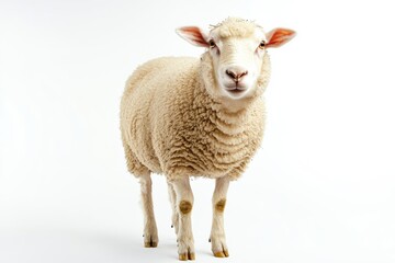 Fototapeta premium Cream-colored sheep in a studio shot.