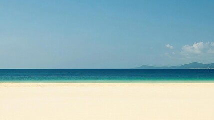 Obraz premium Serene Beachscape, Calm Ocean and Sandy Shore