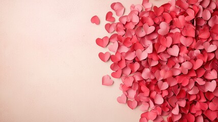 Love celebration with heart-shaped confetti intimate setting decorative element soft background aesthetic appeal