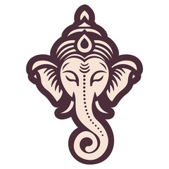 Lord Ganesha head logo flat vector illustration isolated on transparent background