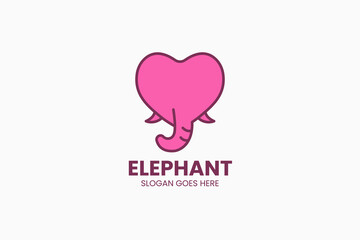 Elephant Heart Logo. Vector Illustration