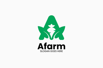 Letter A Farm Logo. Vector Illustration