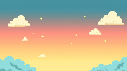 Fototapeta premium Warm Toned Aesthetic Sky and Clouds Illustration Background