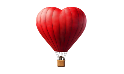 Red heart hot air balloon, dark background, romantic, Valentine's Day