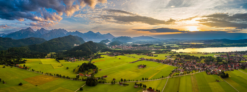 Beautiful natural landscape of the Alps. Forggensee and Schwangau, Germany, Bavaria