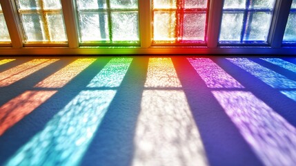Vibrant Rainbow Stained Glass Window Light Shadows