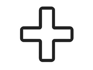 Plus sign illustration in minimalistic style on white background with copy space

